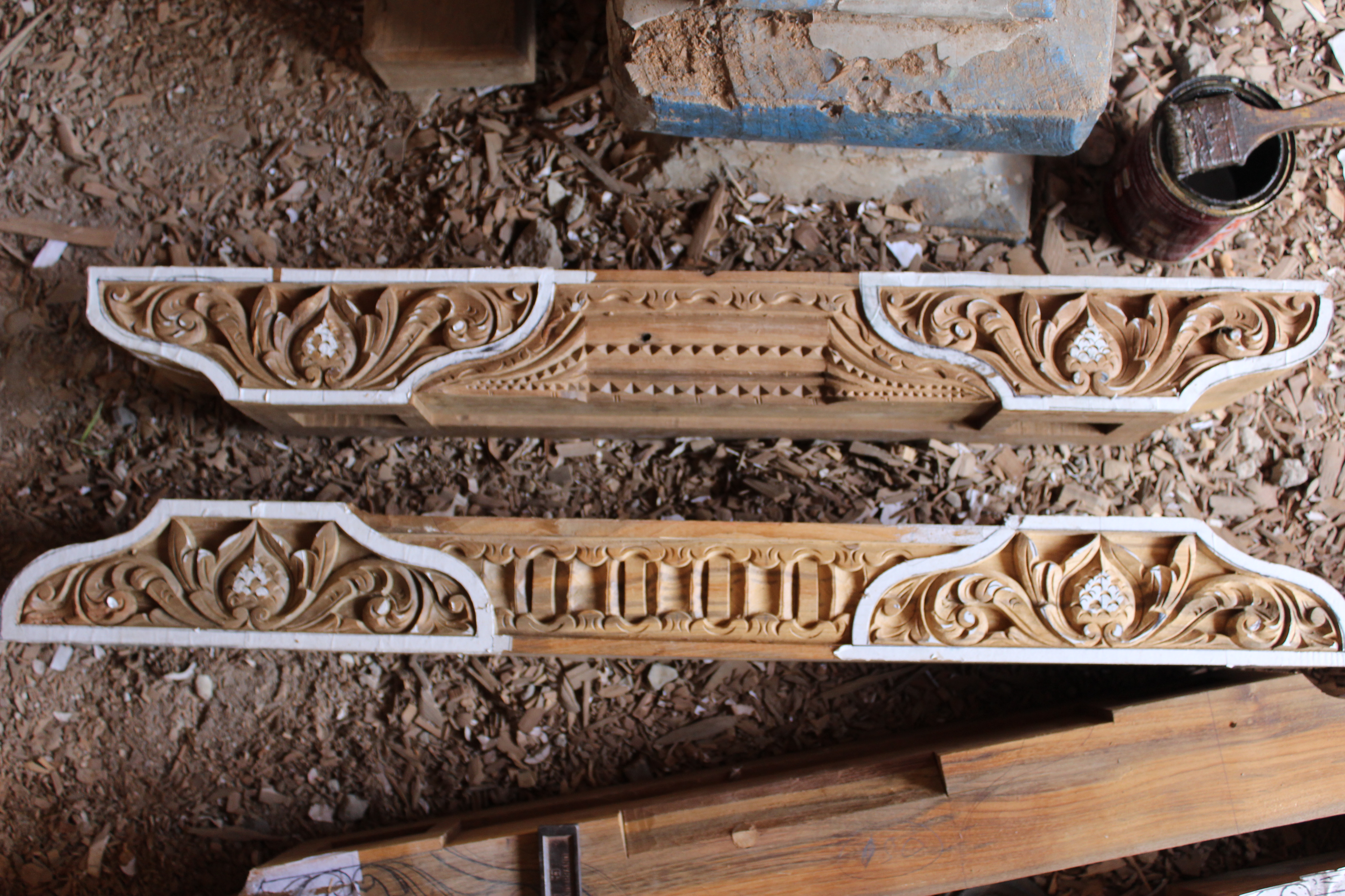 Timber ornament taking shape in the workshop